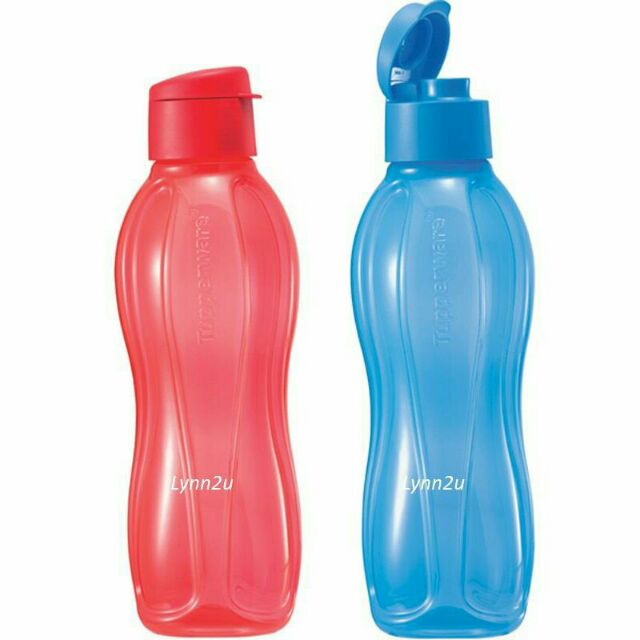 [2 pcs ] Tupperware Eco Bottle Flip Top 1.0 L - Red & Blue