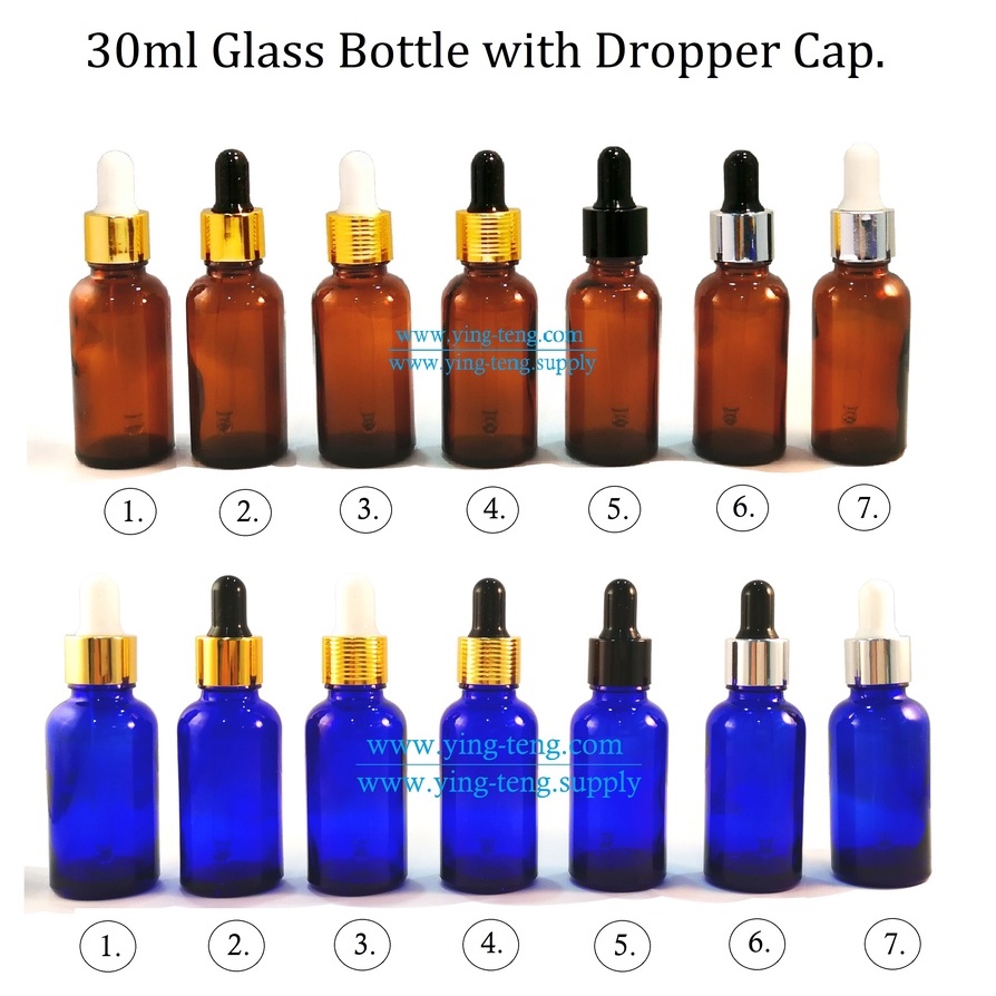 1pc 30ml Amber / Blue Glass Bottle with Dropper Cap. Shopee Malaysia