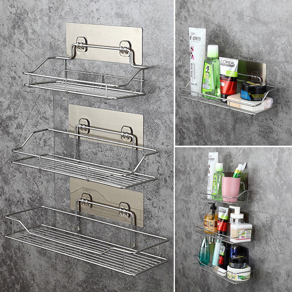 3 Tier Kitchen Bathroom Shelf Rack Organizer Storage Holder Wall Mounted Basket 