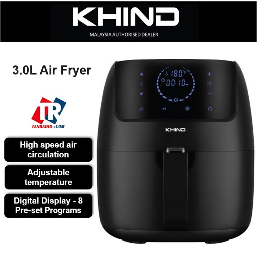 KHIND ( KHIARF3000 ) Air Fryer 3L Digital Touch Control Panel Led Display Shopee Malaysia