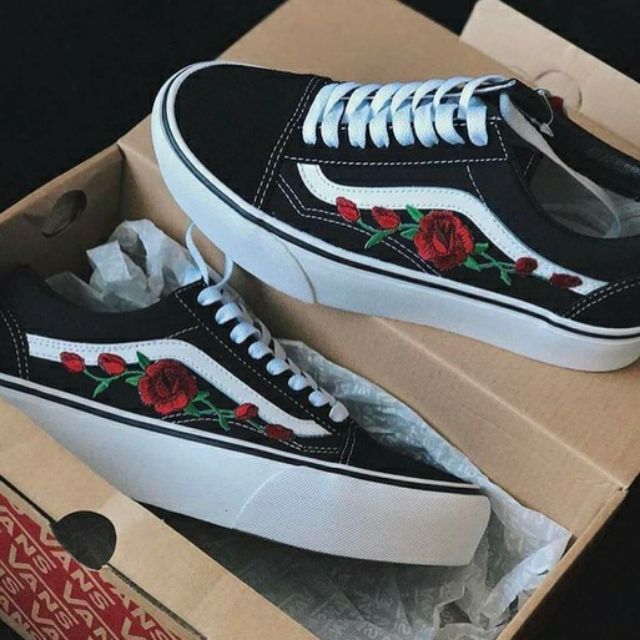 floral embroidered vans old skool