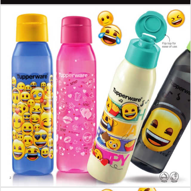 {READY STOCK} Tupperware Emoji Eco Bottle with Gift Box 500 ml X 4 pcs