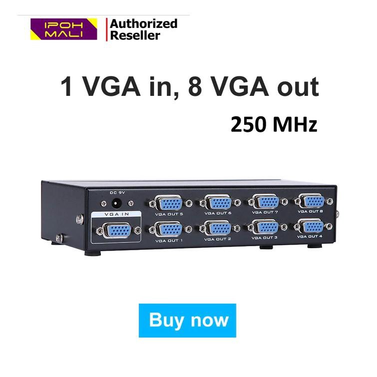 8 Port VGA Splitter High Resolution 1920 x 1440 (VGA2508A) Bandwidth 250mhz Shopee Malaysia