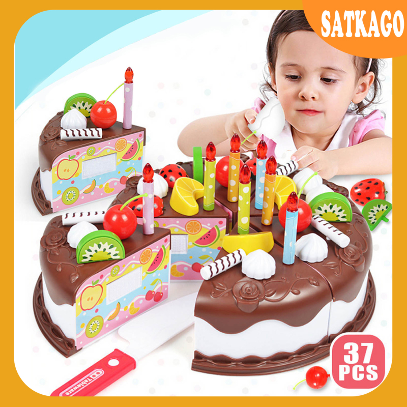 Satkago 37pcs Kids Diy Birthday Party Cake Food Fruit Dessert Pretend Playset Role Play Set For Boys Girls Christmas Birthday Gift Shopee Malaysia