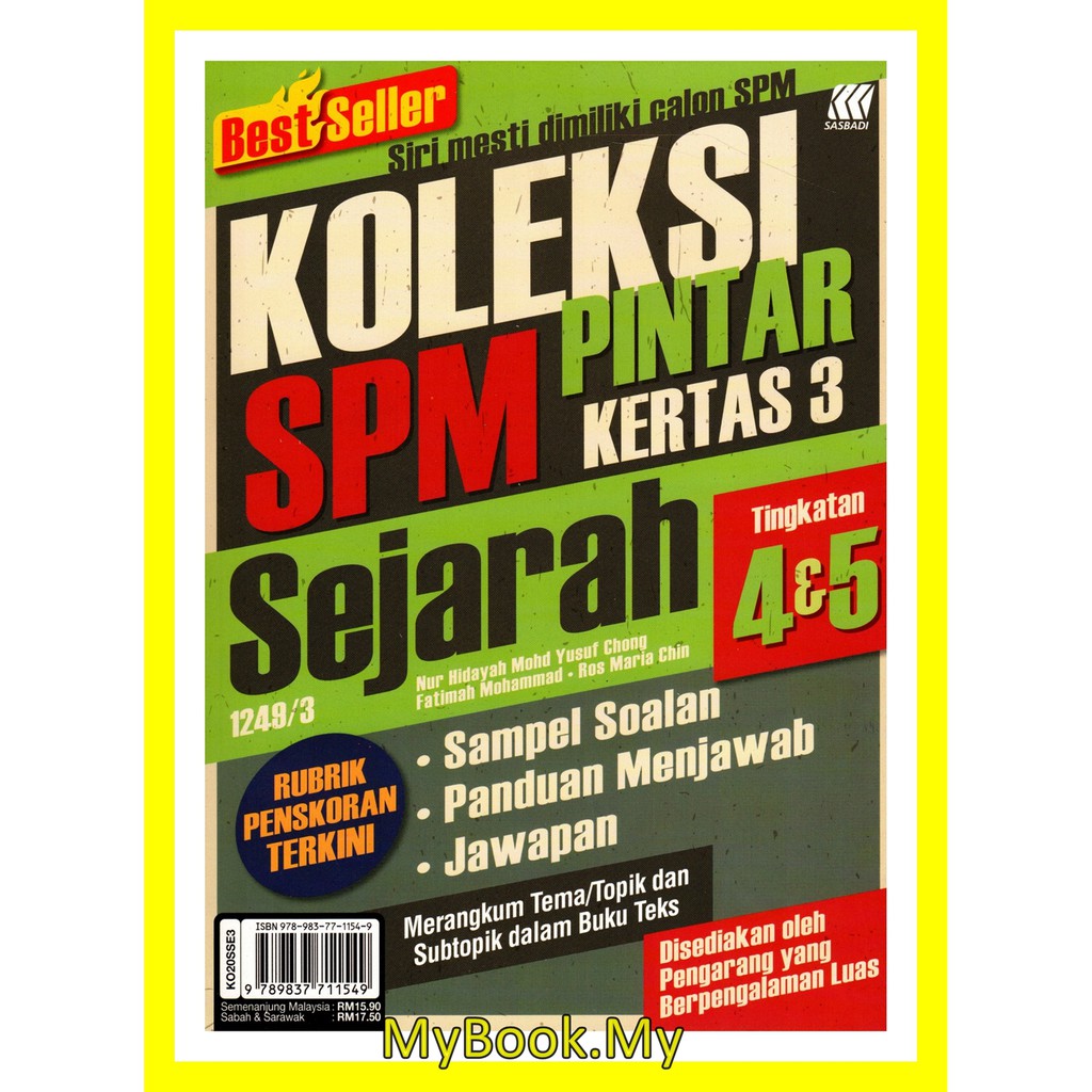 Myb Buku Koleksi Pintar Sejarah Kertas 3 Tingkatan 4 5 Spm Sasbadi Shopee Malaysia