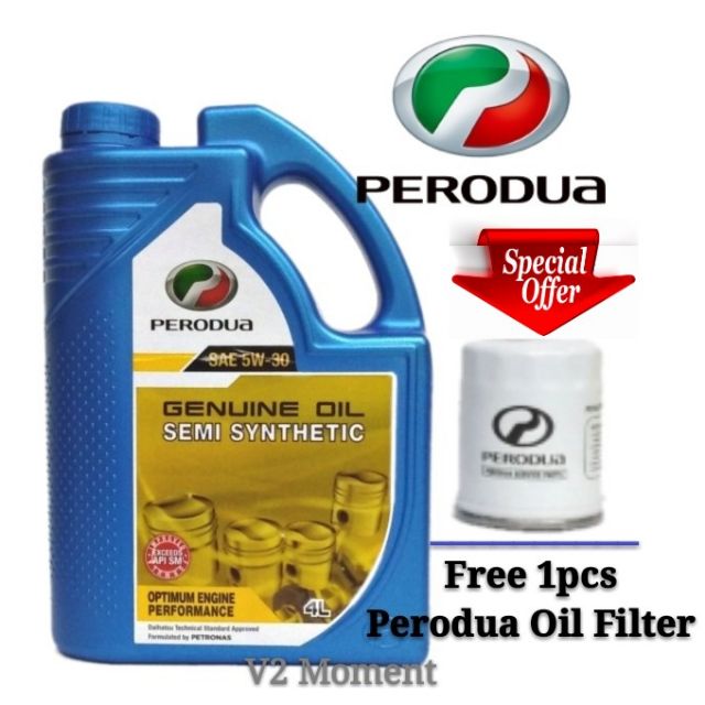 Perodua Semi Synthetic Engine Oil SAE 5W-30 4L + (FOC 