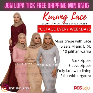  FREE SHIPPING Baju  Kurung Fully Lace MEDINA Akad  nikah  