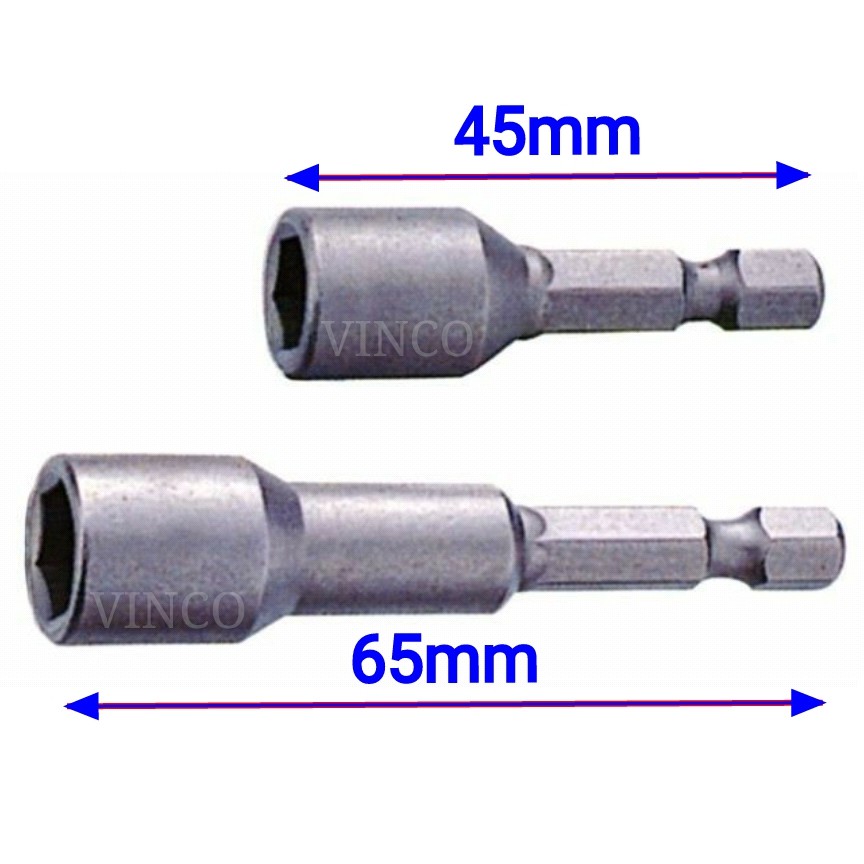 Spanner Driver Bit 65mm Long. 1/4" Shank Magnetic 8mm Hex Socket Nut Setter 
