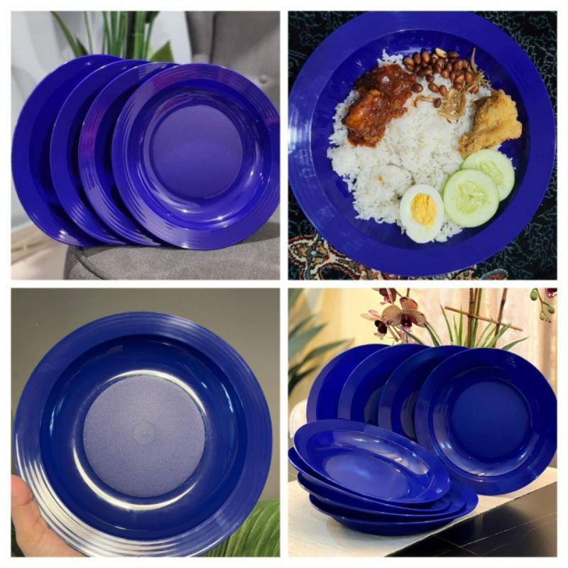 Royale Blue Deep Plates Tupperware Shopee Malaysia