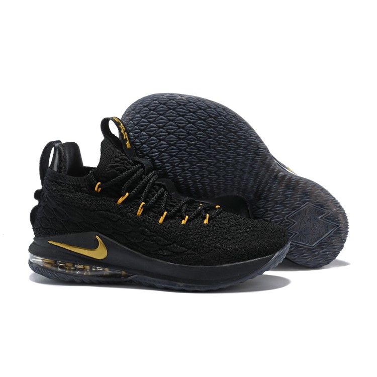 lebron 15 black and gold mens