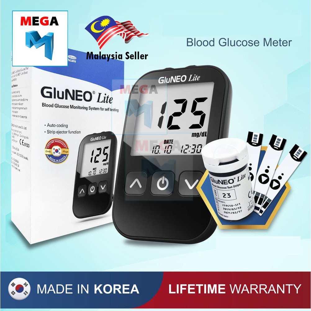 Gluneo Lite Blood Glucose Monitor Made in Korea Lifetime