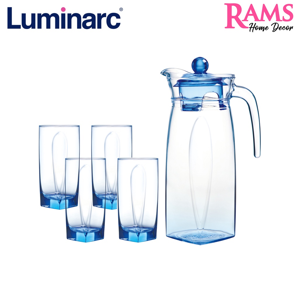 Luminarc 5 Pcs Flame Water Drink Set Gelas Minuman Set Drinkware Jug And Glasses Gelas 7658