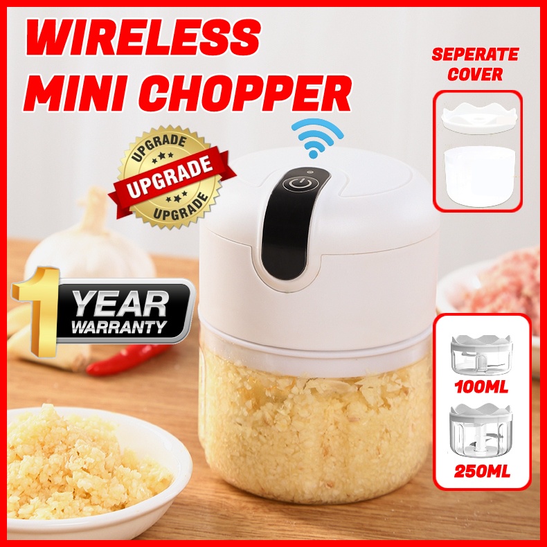 READY STOCK Mini USB Wireless Electric Garlic Masher Press Mincer Vegetable Chilli Meat Grinder Food Chopper Bawang