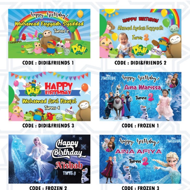 Banner Hari Jadi Birthday Akikah Tema Kartun Saiz 3x5 Kaki 24 Hour Ship Shopee Malaysia