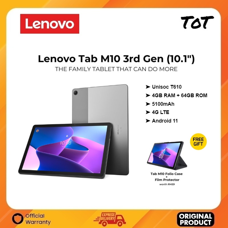 Lenovo Tab M10 3rd Gen Jtb 328xu 4gb Ram 64gb Rom 101 Inch Unisoc T610 Support Face 5927