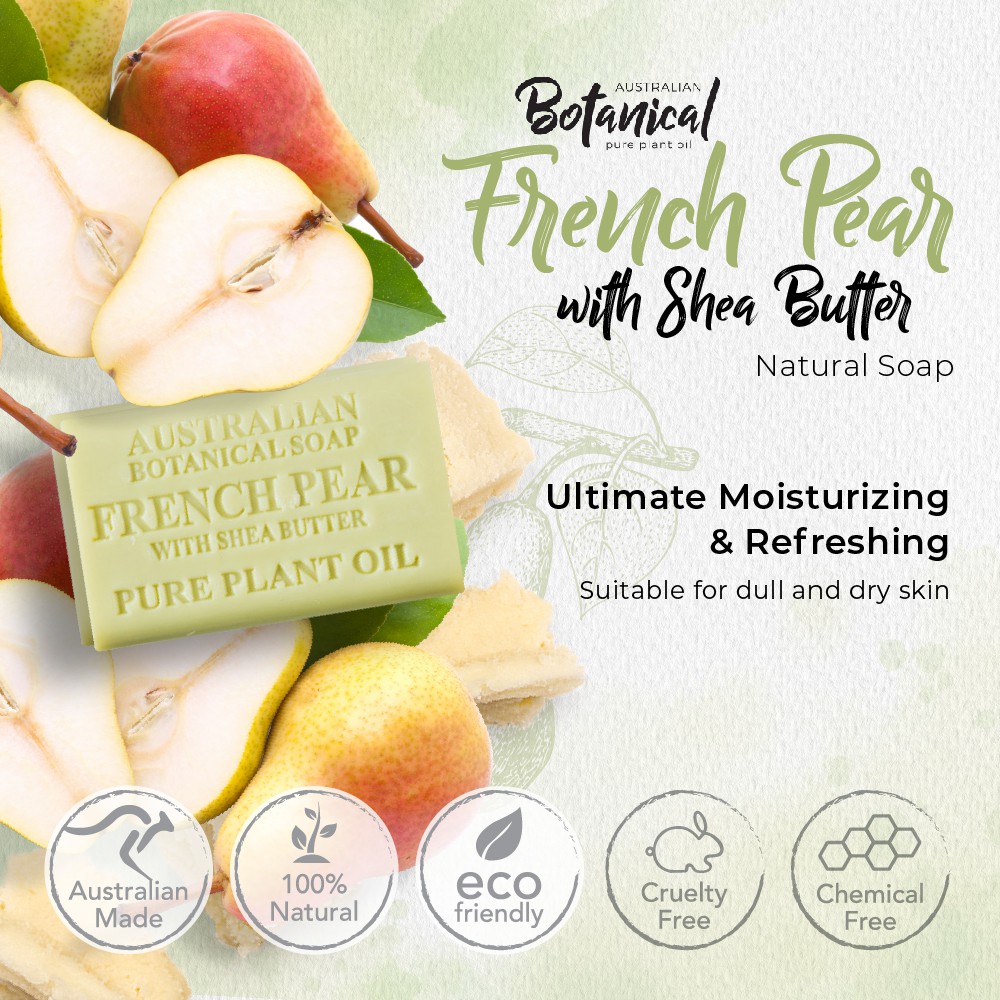 Australian Botanical Organic Soap French Pear With Shea Butter Sabun Mandi