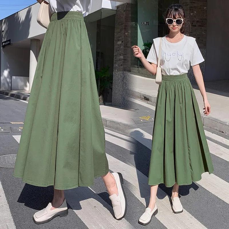muslimah skirt labuh kain kembang pensil skirt Retro Pleated Skirt