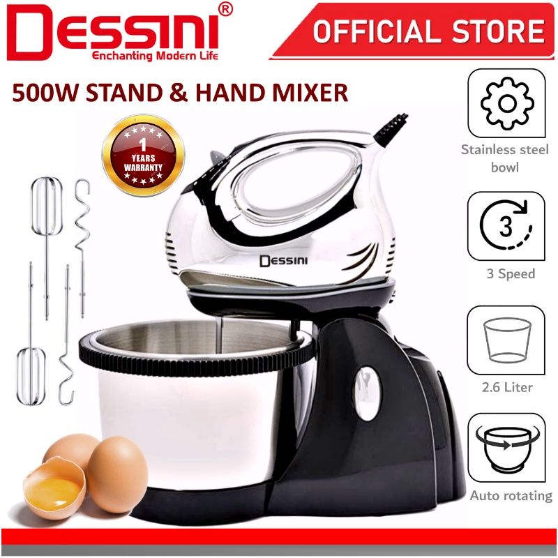 Dessini 500W 2 in 1 Hand and Stand Mixer + Bowl 2.6 Liter / Mesin