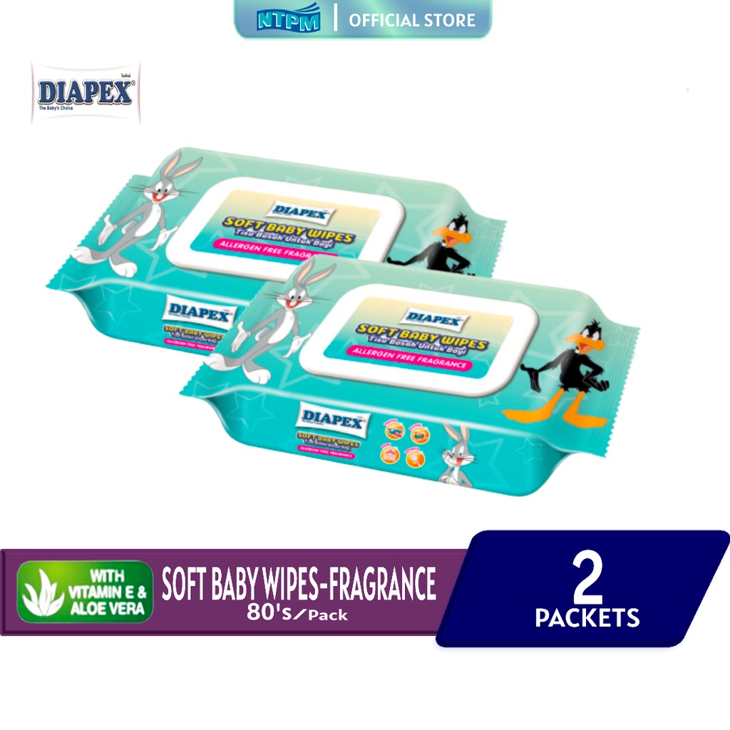 Diapex Soft Baby Wipes 80's x 2 packets with Fragrance Shopee Malaysia