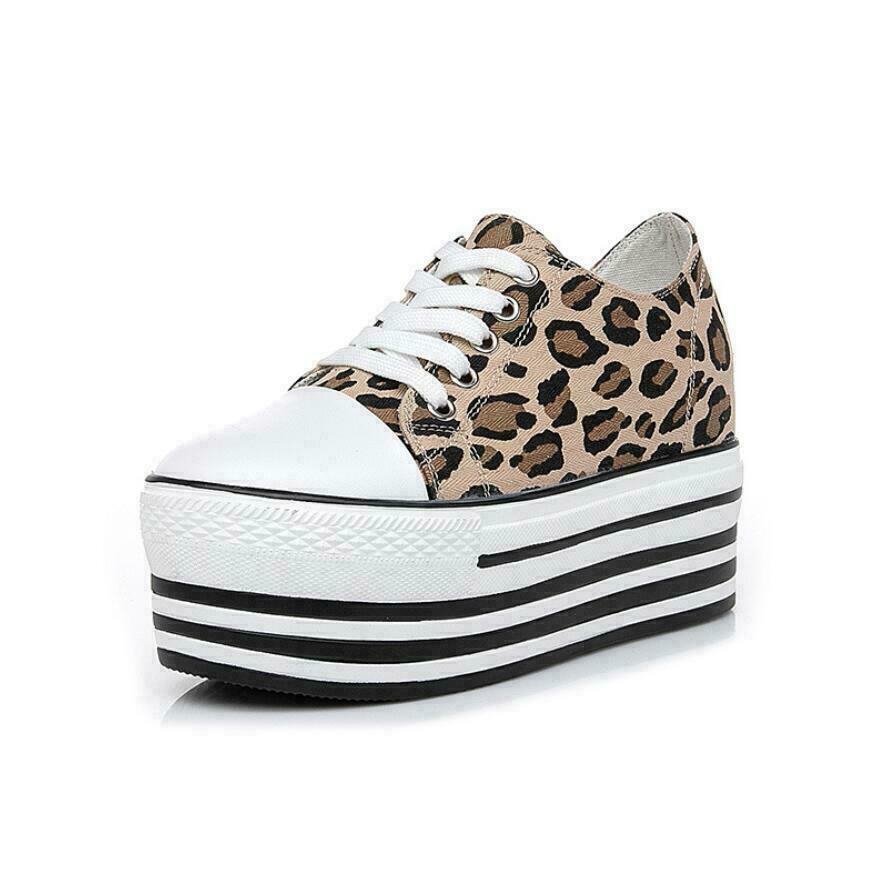 womens leopard wedge sneakers