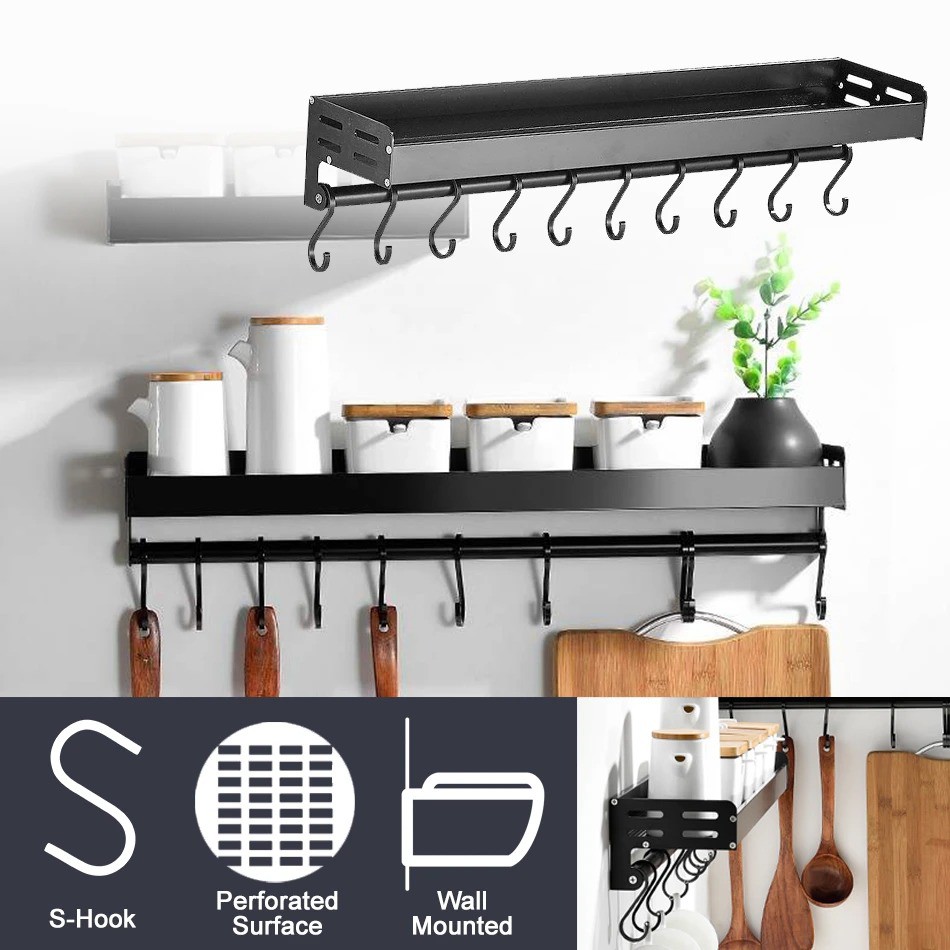 Daidong Marketing Perforated Kitchen Wall Rack With Hook Shopee Malaysia