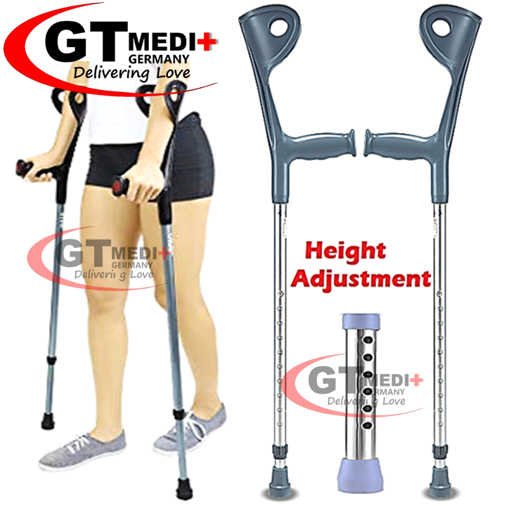 GT MEDIT GERMANY Adjustable Height Ultra Lightweight Forearm Walker Crutch Walking Mobility Aid Cane Cuff Stick Tongkat