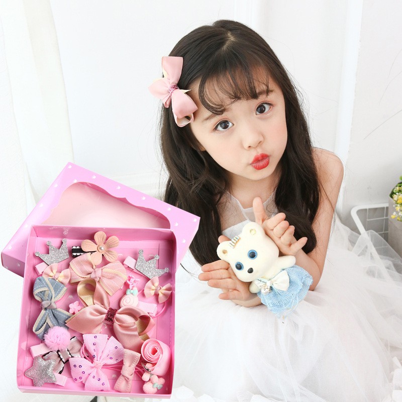 Cute Baby Girls Korean Style Hair Clip Set Cloth Hair Rope Kids