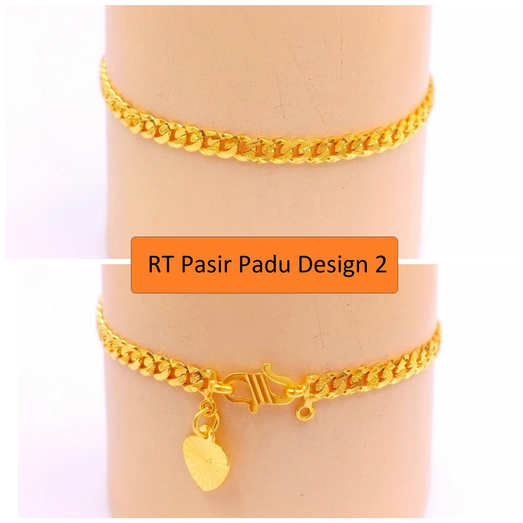 Rantai Tangan Pasir Padu Design 2 Emas 916 Shopee Malaysia