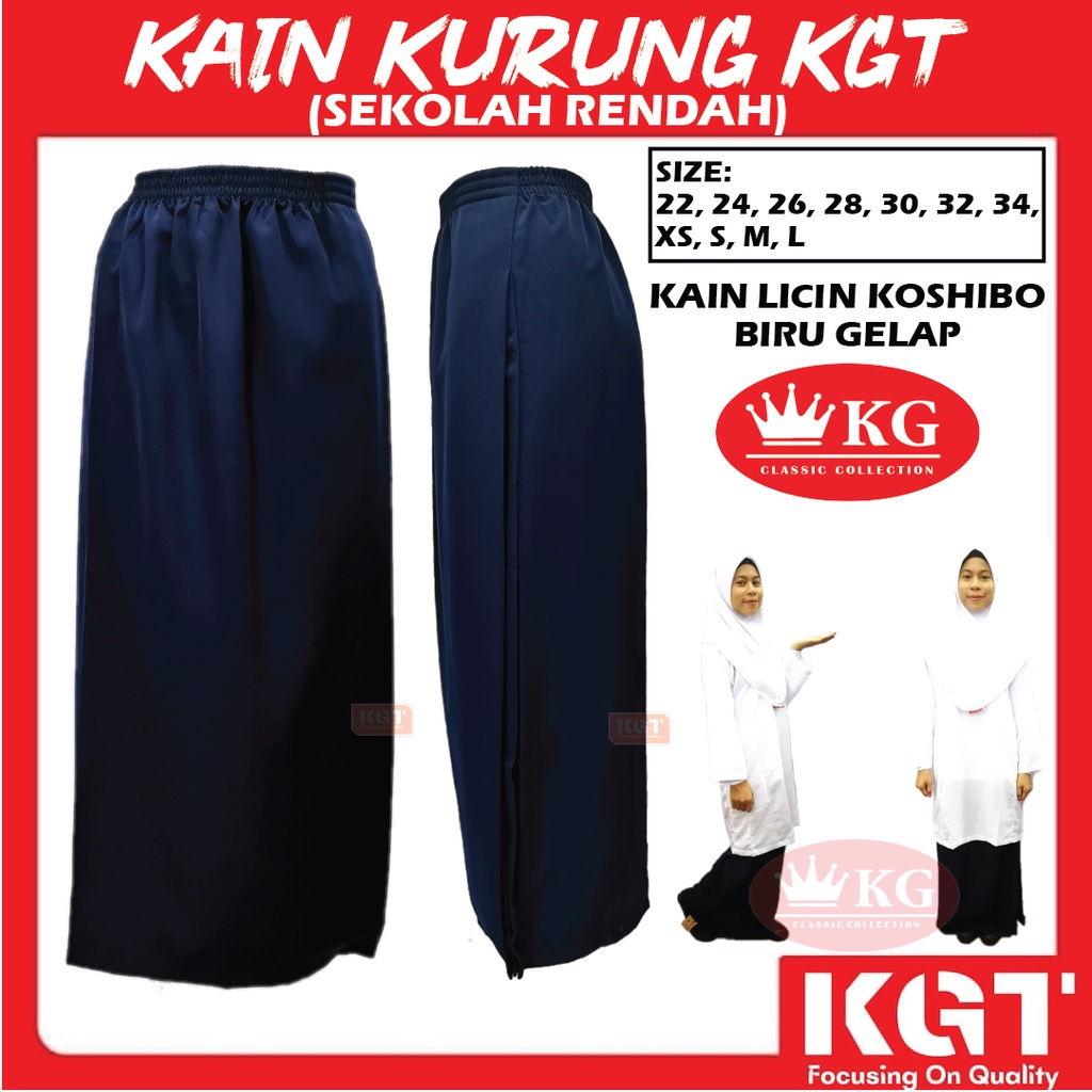 Kain Sekolah Rendah Biru Tua BIRU GELAP Kain Kurung Licin KGT School Uniform SEK REN MUSLIMAH Kain Kurung Sahaja