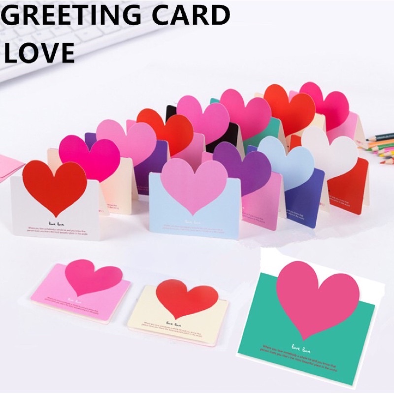 Romantic LOVE Heart Shape Greeting Card Gift Card Birthday Party Flower ...