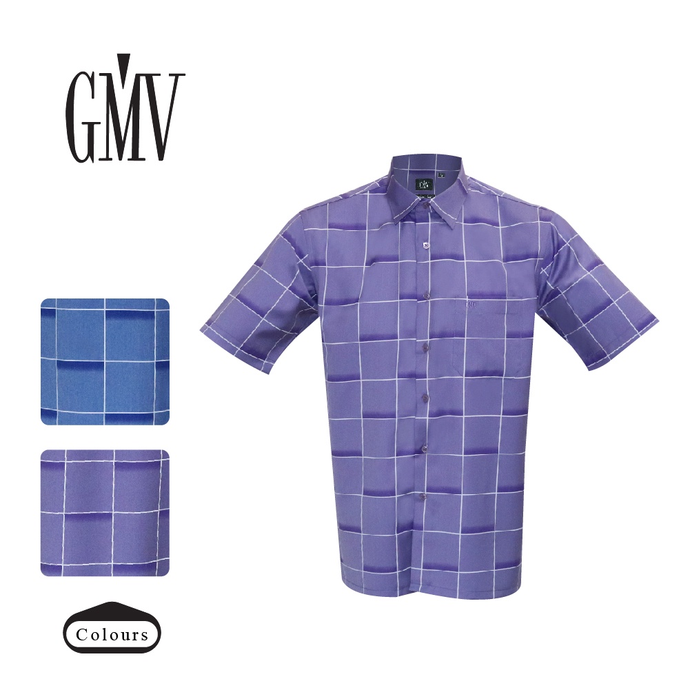 GMV Men's Short Sleeve Printed Checks Shirt - GM42203B212