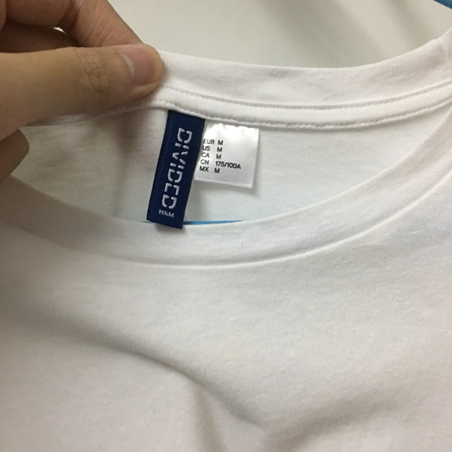 H M Divided Round Collar White Tee Shirt Plain Shopee Malaysia