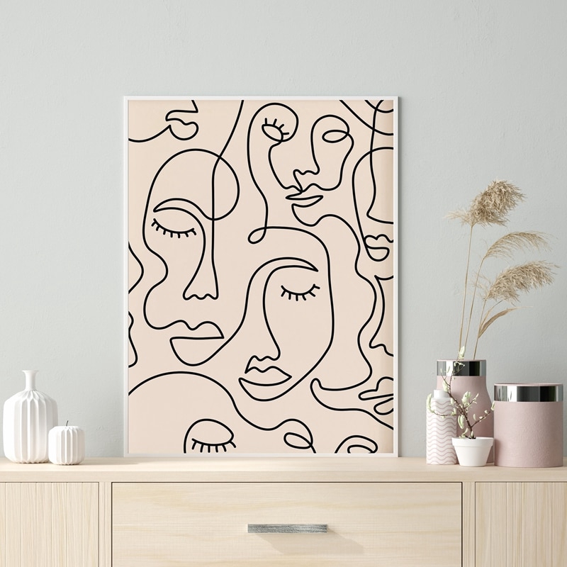 Single Line Face Art Print Minimalist Poster Woman Face One Line Drawing Neutral Wall Art Canvas Painting Home Room Wall Decor Shopee Malaysia
