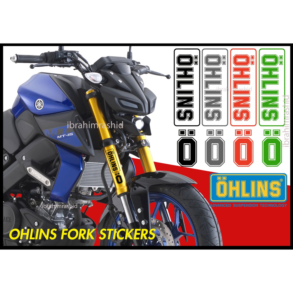 OHLINS FORK STICKER FOR YAMAHA / Y16ZR / NVX / HONDA / RS150 / Y15ZR / NMAX  / Y16ZR / MT15 / MT25 / R25 / MT09 - 2 PCS - | Shopee Malaysia