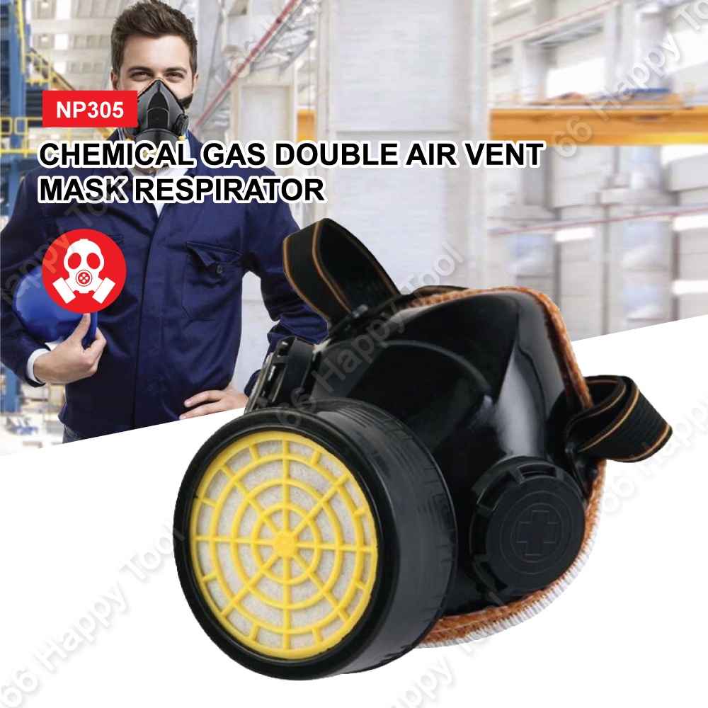 Chemical Mask Cartridge Respirator Single/Double Filter NP305/NP306 w ...