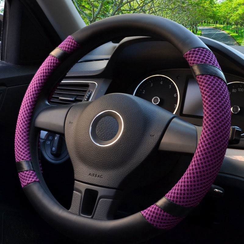 36cm 38cm 40cm Universal Summer Ice Silk Breathable Car Steering Wheel Cover Car Interior Accessories Wheel Holder Prote
