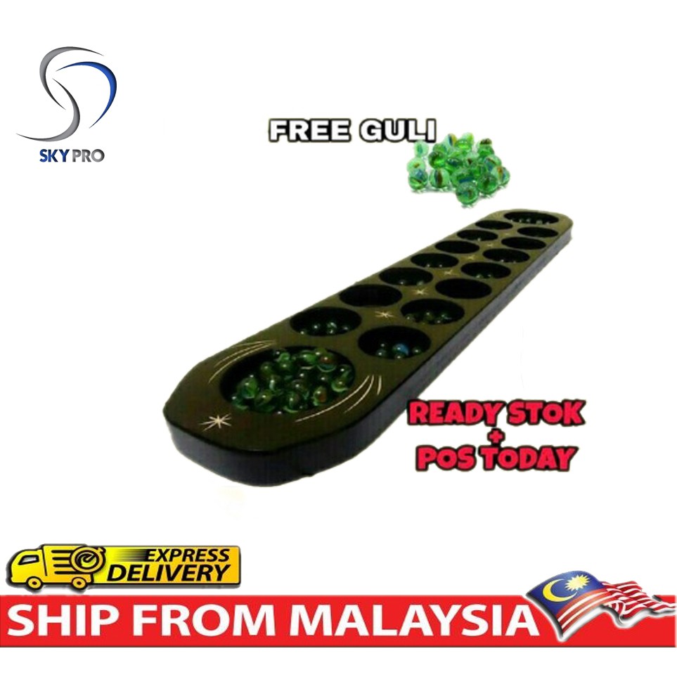 CONGKAK KAYU FREE GULI (+-) 90 PCS PERMAINAN TRADISIONAL MALAYSIA 