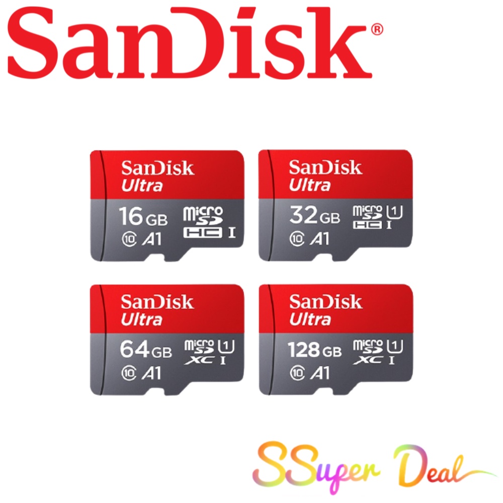 SANDISK ULTRA microSD UHS-I, C10,  U1, A1 (98MB/S - 100MB/S) 10Years warranty by sandisk