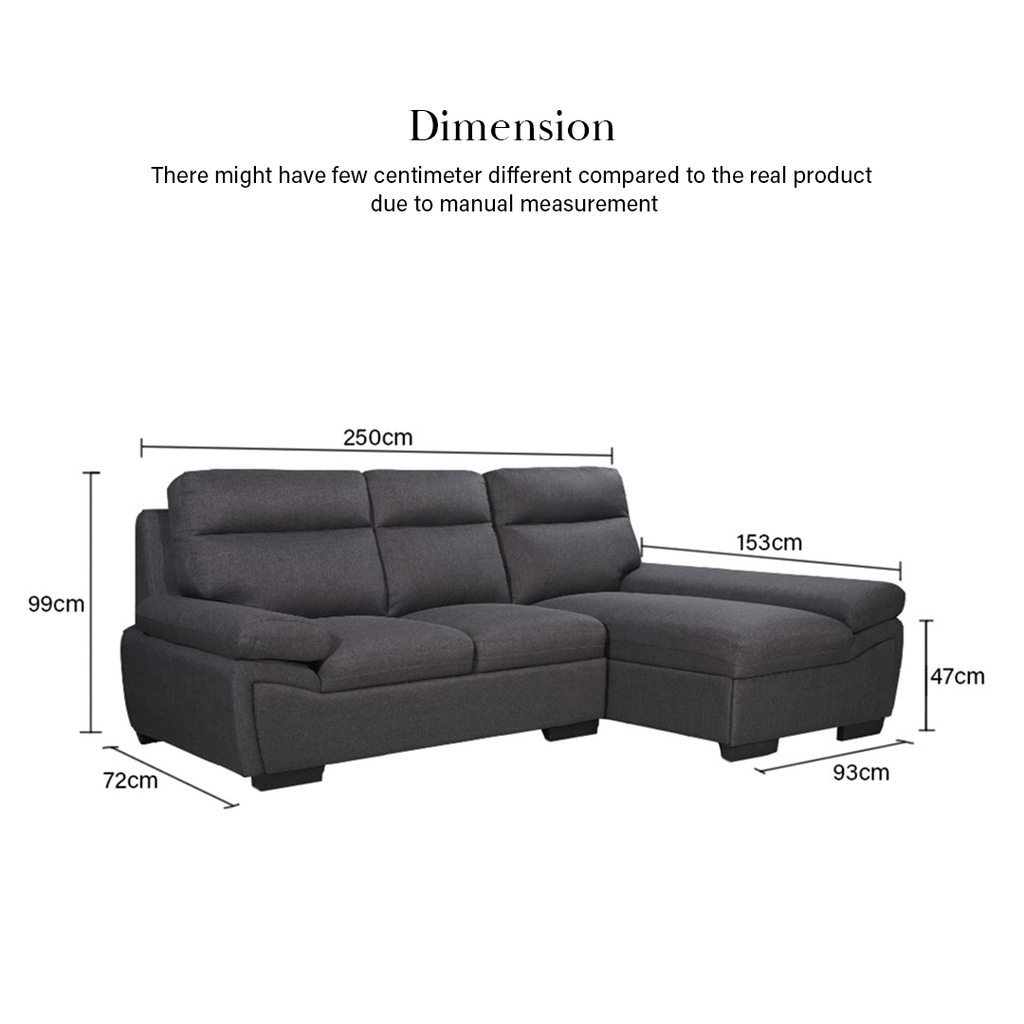 FINSSO: Lauren 383 L Shape Sofa Canvas Fabric Cloth [FREE INSTALLATION]