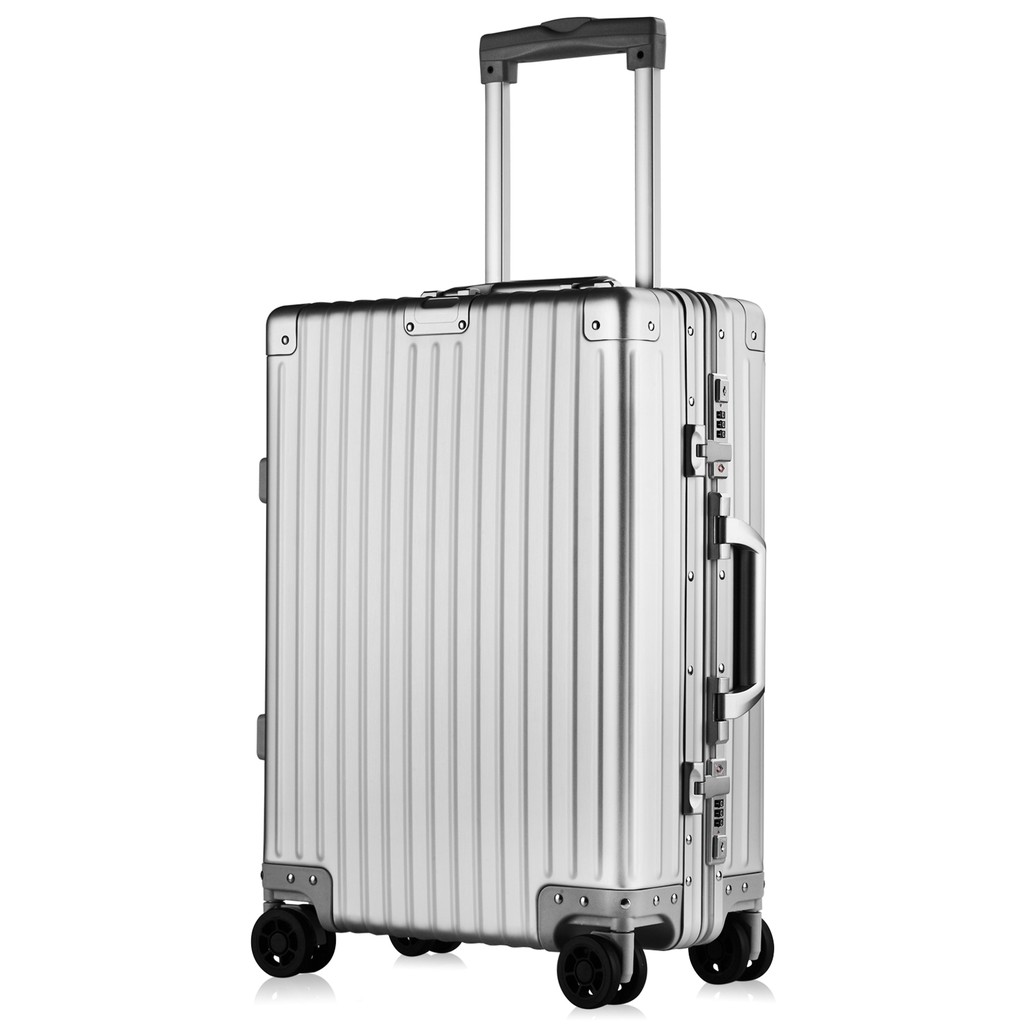 silver luggage