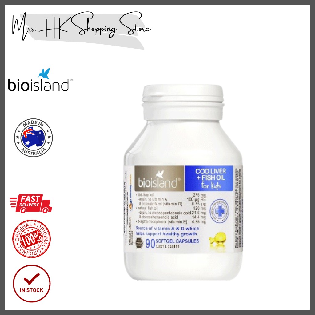 BIO ISLAND COD Liver + Fish Oil for Kids (90 softgel capsules) Shopee