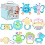 GDeal Cartoon Baby Soft 10 In 1 Rattle Toy Newborn Colourful Teether Teeth Biting Educational Toys With Storage Box