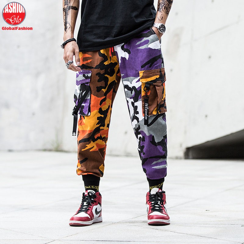purple camo trousers mens