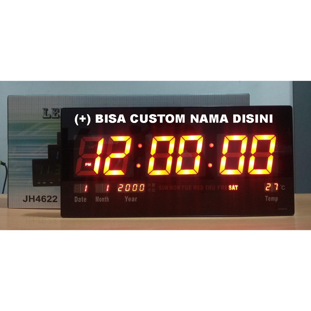Large Digital Wall Clock Led Clock Jh 4622 Size 46 Cm X 22 Cm Red Led Free Custom Name Shopee Malaysia