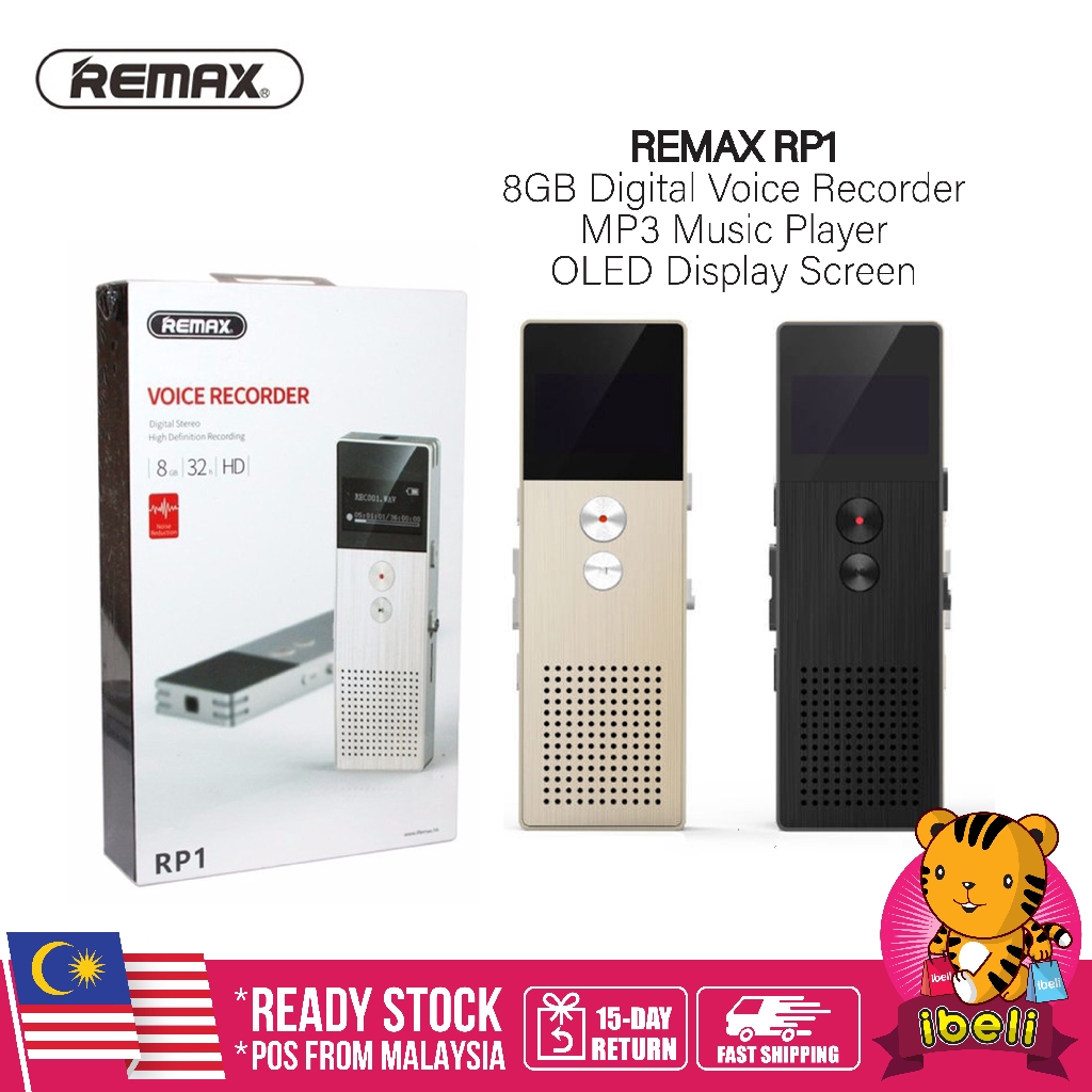 REMAX RP1 8GB Digital Voice Recorder MP3 Music Player OLED Display ...