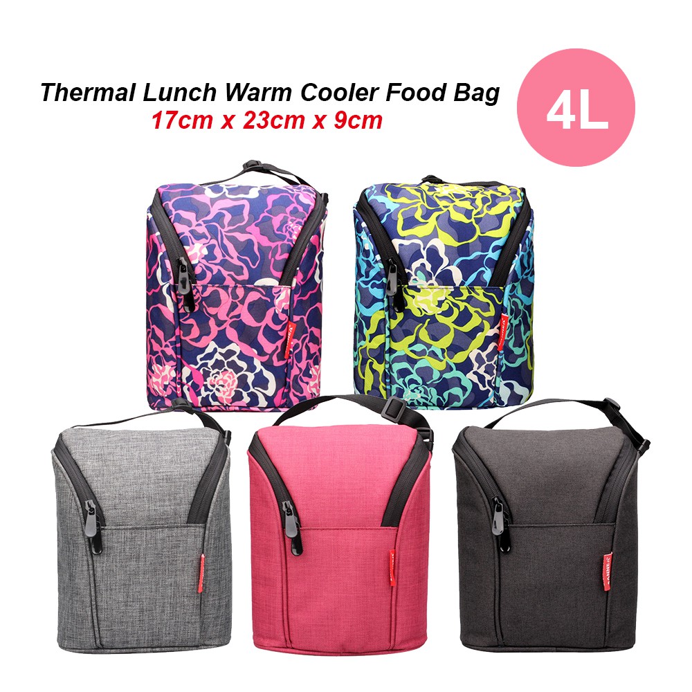 ZEEBE 4L Large Insulated Thermal Lunch Box Warm Cooler Food Bag 1936