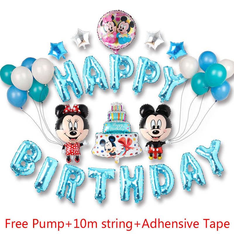 Cartoon Mickey Minnie Mouse Letter Happy Birthday Party