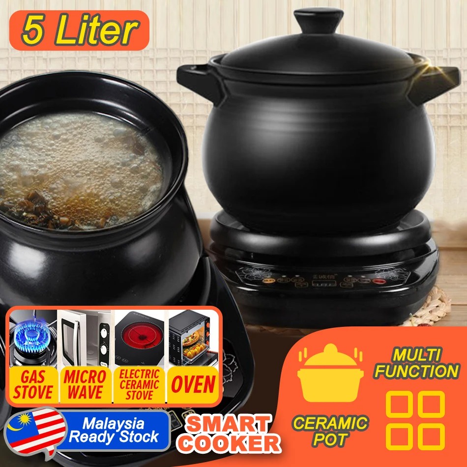 Tollo_regina [ 5L ] Multifunction Electric Ceramic Health Pot / Periuk Seramik Pelbagai Guna / 5L 养生煲(煎药壶)