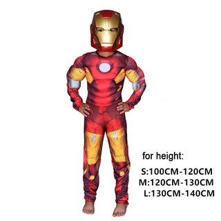 Boys Iron Man Cosplay Superhero Muscle Jumpsuit Kids Ironman Costumes with Mask for Children Clothes 3D Muscle costumes