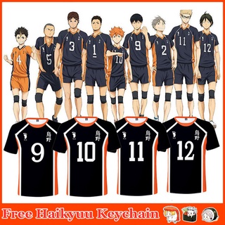 Haikyuu!! Anime Jerseys Cosplay Karasuno High School Volleyball T-shirt Hinata Shoyo Haikyu T Shirt Halloween Costume